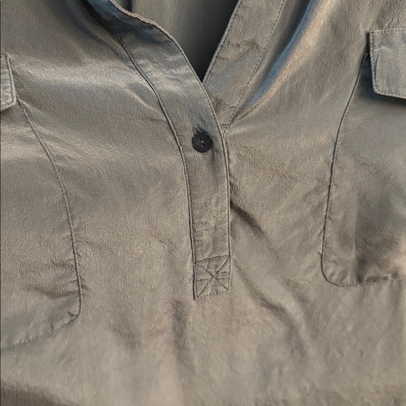 Eileen Fisher Blue Crepe Silk Blouse - Picture 7 of 9